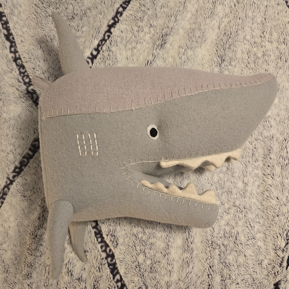 Pillowfort Stuffed Plush SHARK HEAD Wall Hang Ocean Sea Nursery Playroom Decor